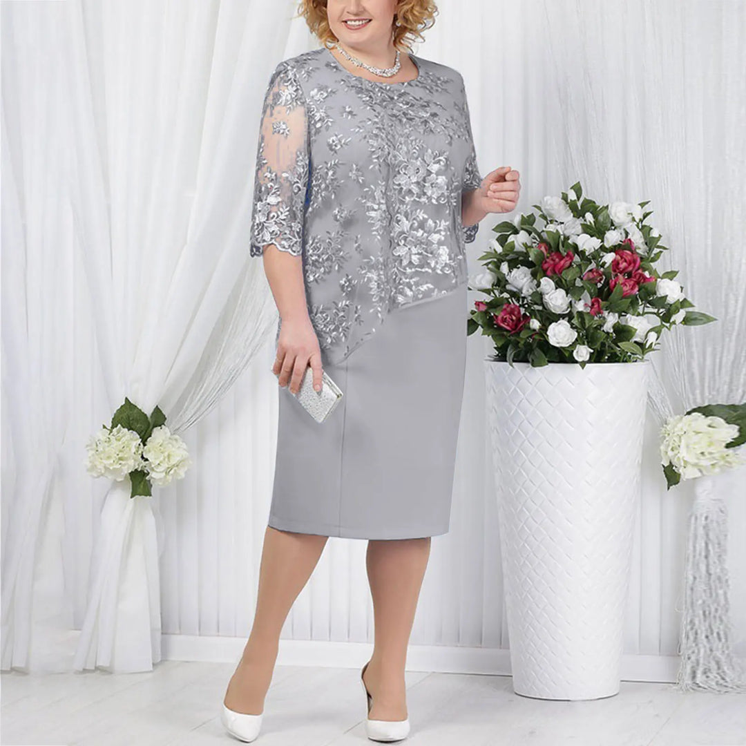 Women's Dress |  Embroidered Overlay Knee Length