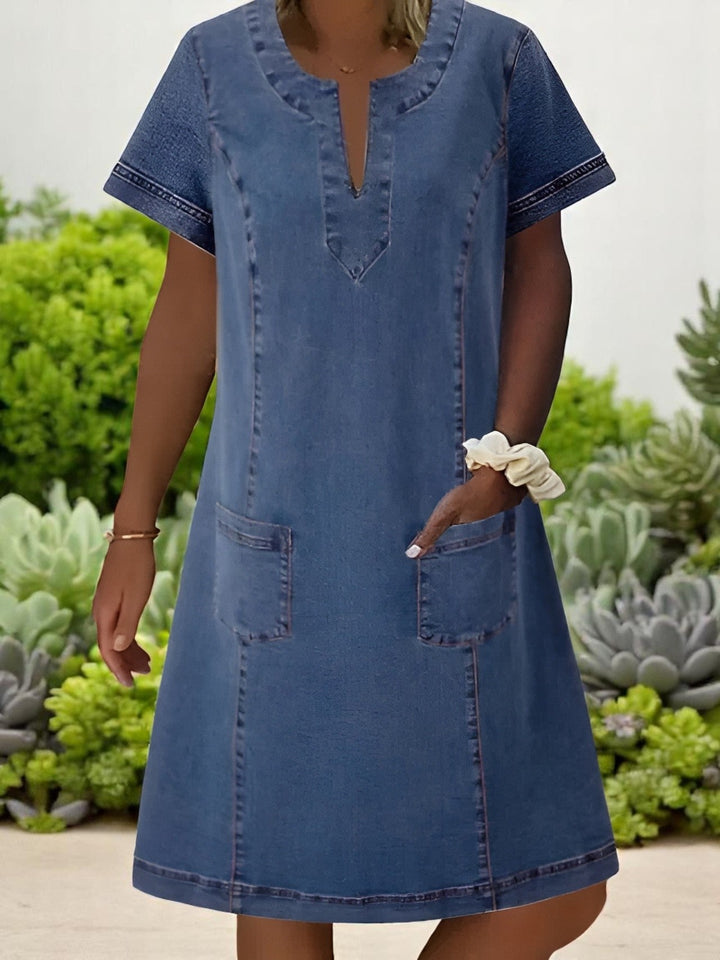 Women's Dress | Split Neckline with Stitched Trim