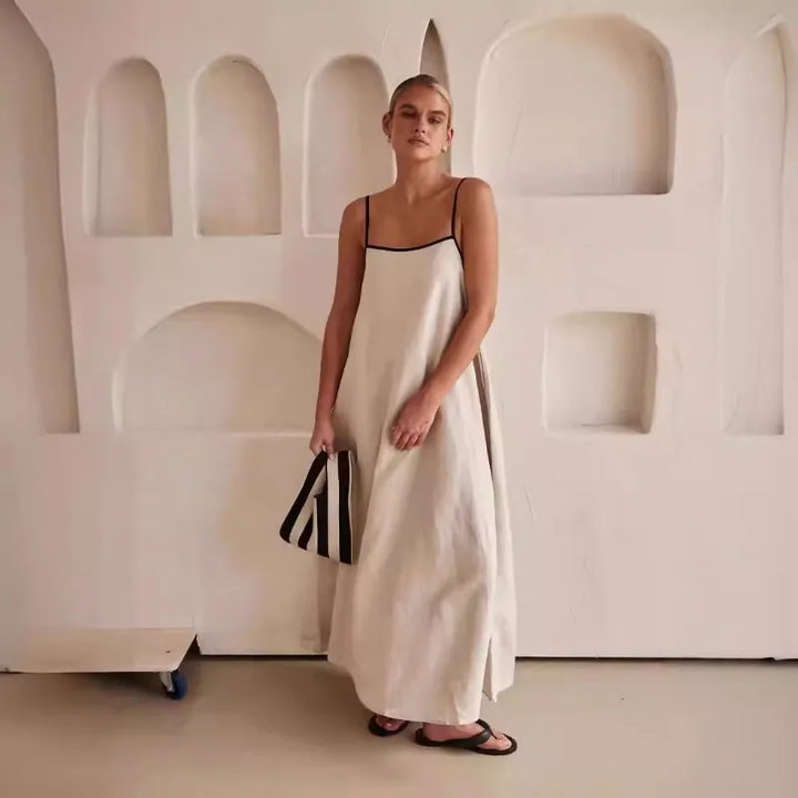 Women’s Contrast Strap Cotton Maxi Dress