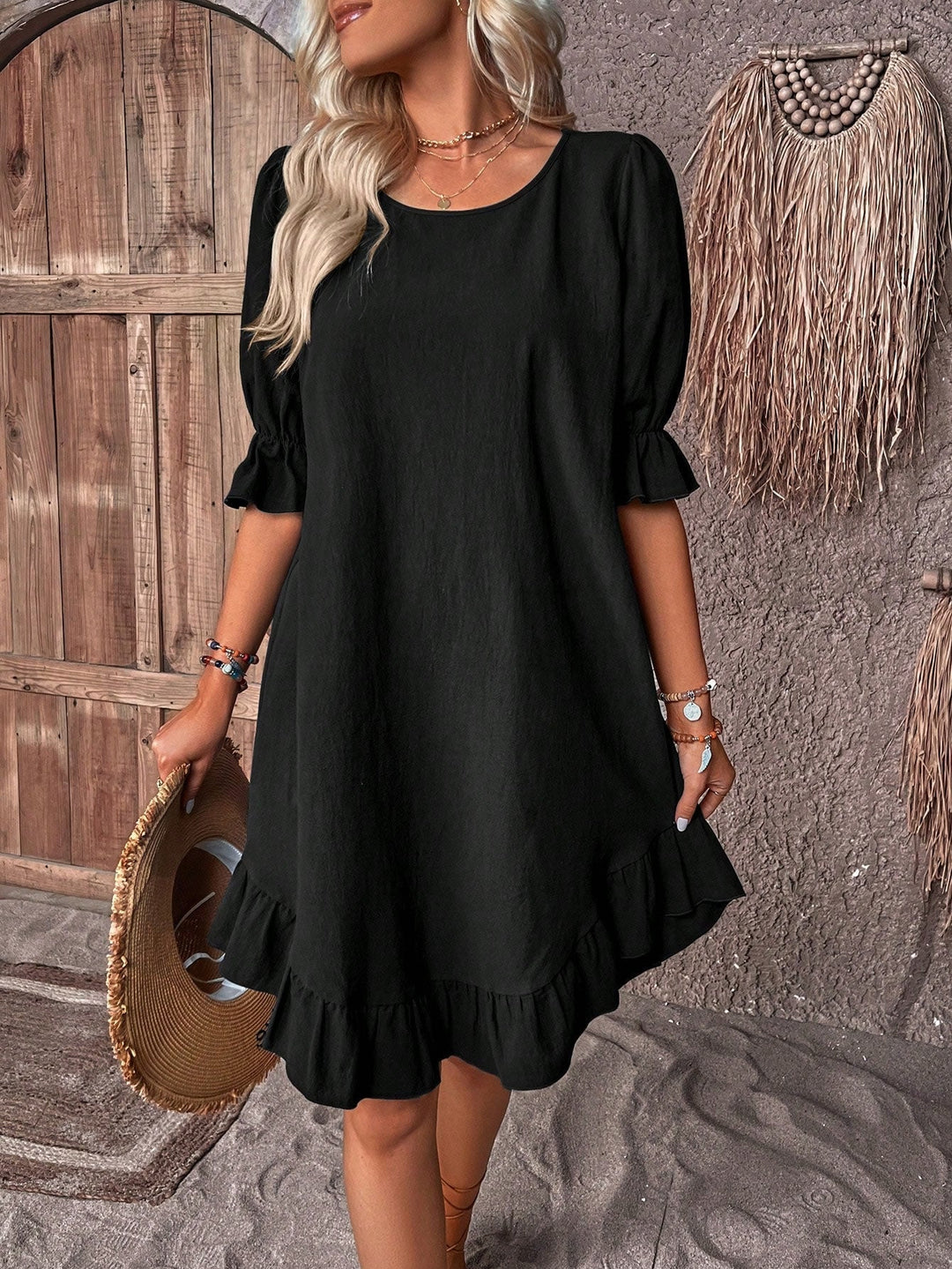 Women's Summer Dress | Ruffle Sleeve Cuffs