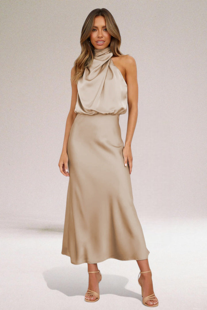 Women's Dress |  High Neckline Maxi Length