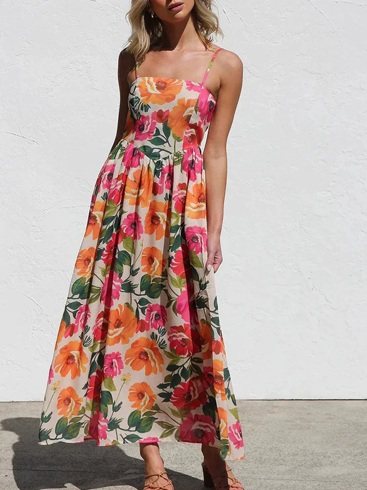 Isadora Women’s Floral Backless Slip Maxi Dress