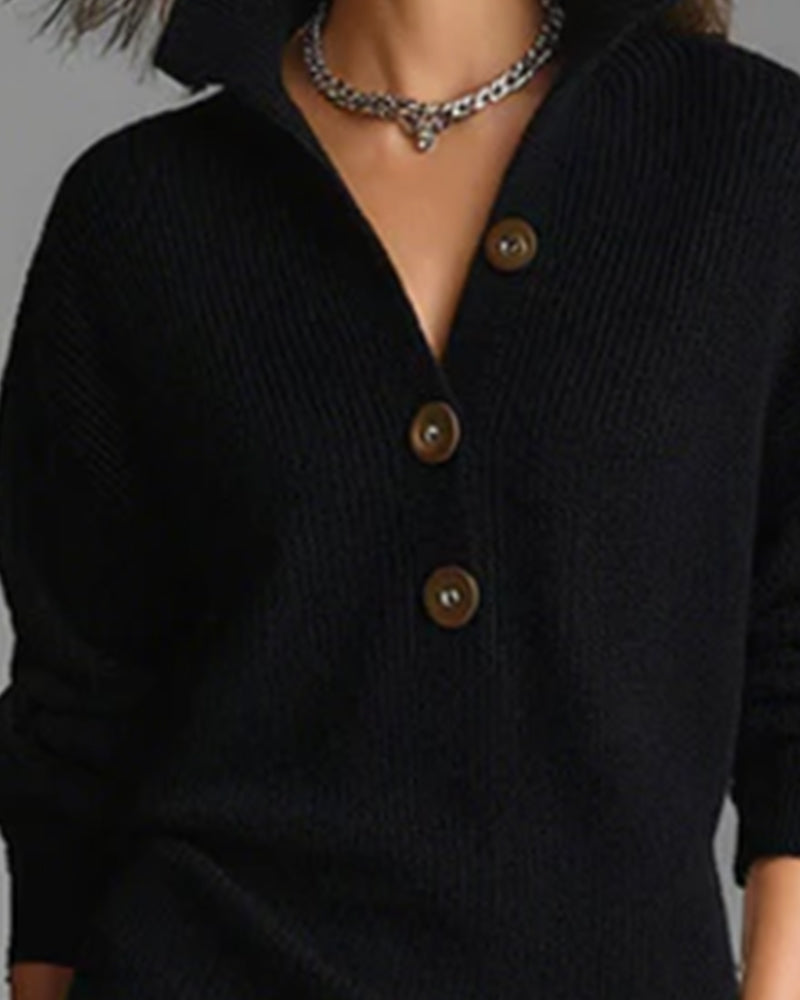 Lydia | Button-Collar Knitted Dress