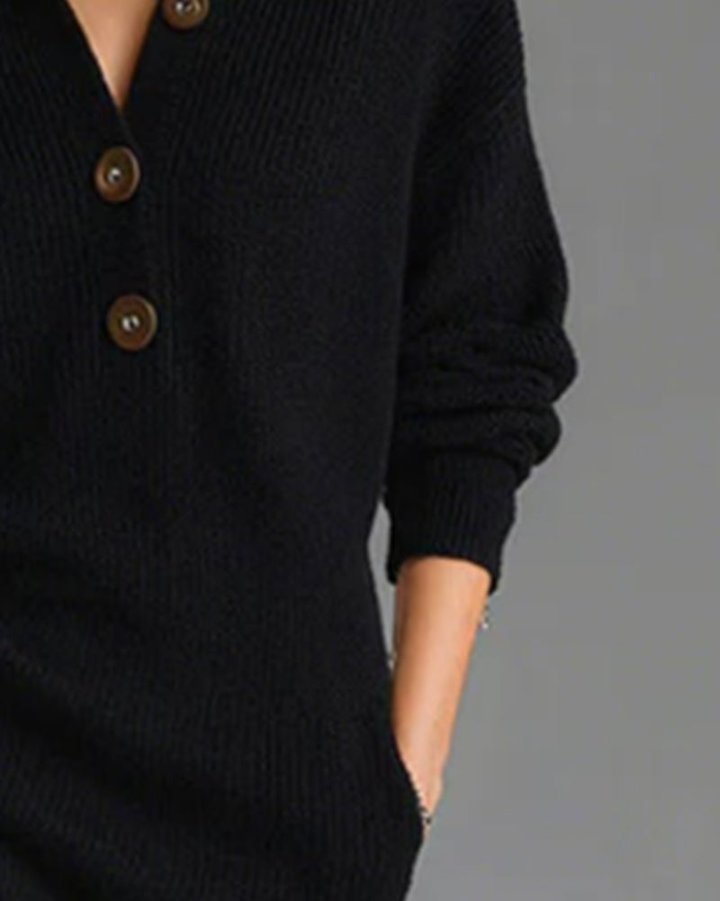 Lydia | Button-Collar Knitted Dress