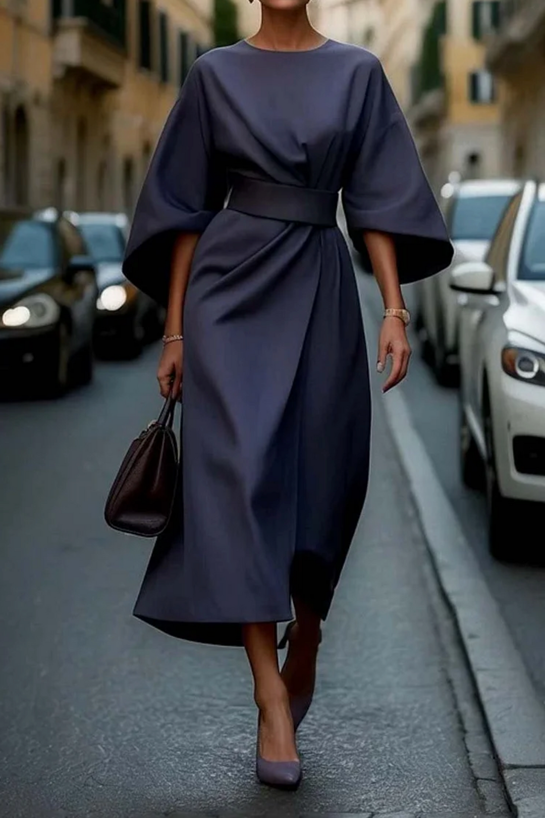 Women's Dress | Belted Waist Midi