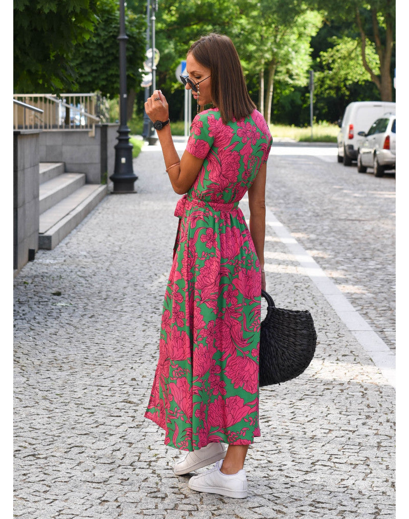 Women's Dress |  Wrap Front Design Tie Waist Belt