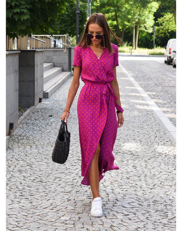 Women's Dress |  Wrap Front Design Tie Waist Belt