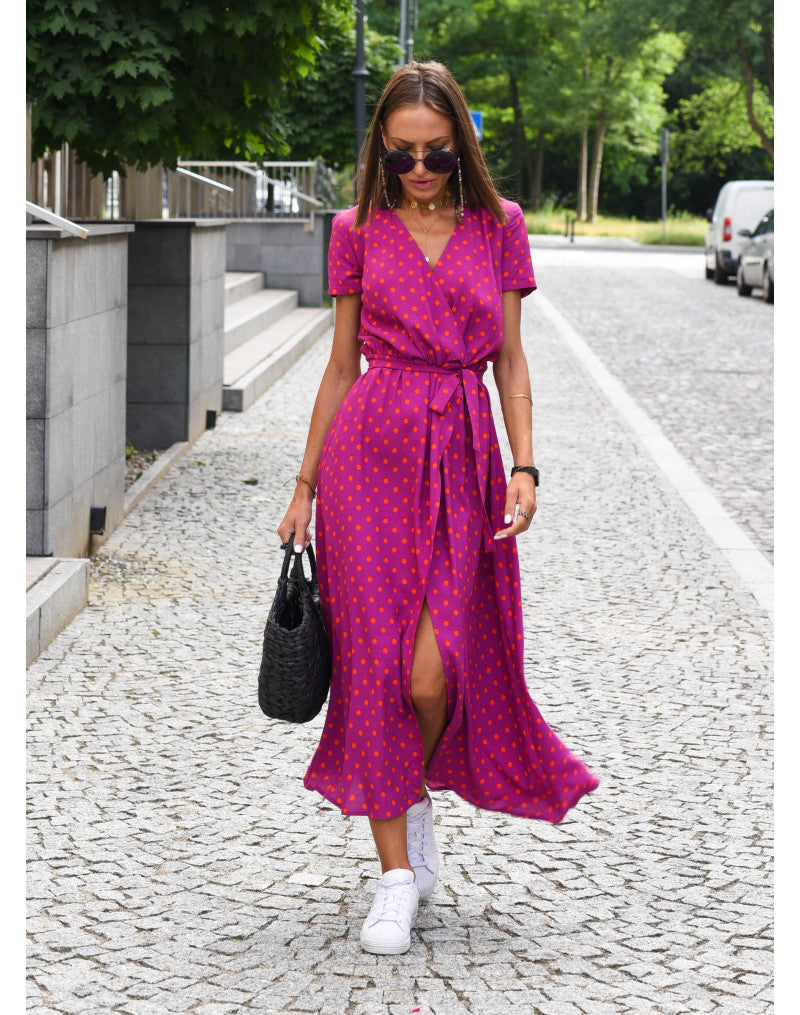 Women's Dress |  Wrap Front Design Tie Waist Belt