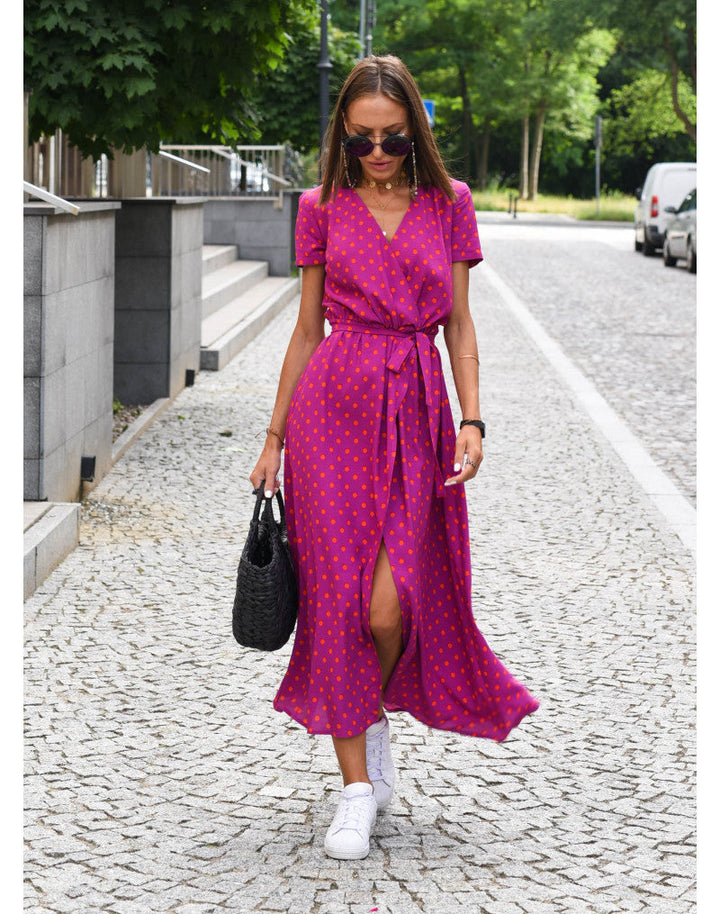 Women's Dress |  Wrap Front Design Tie Waist Belt