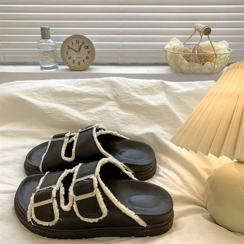 Solange | Women's Cushioned Slip-On Buckle Sandals