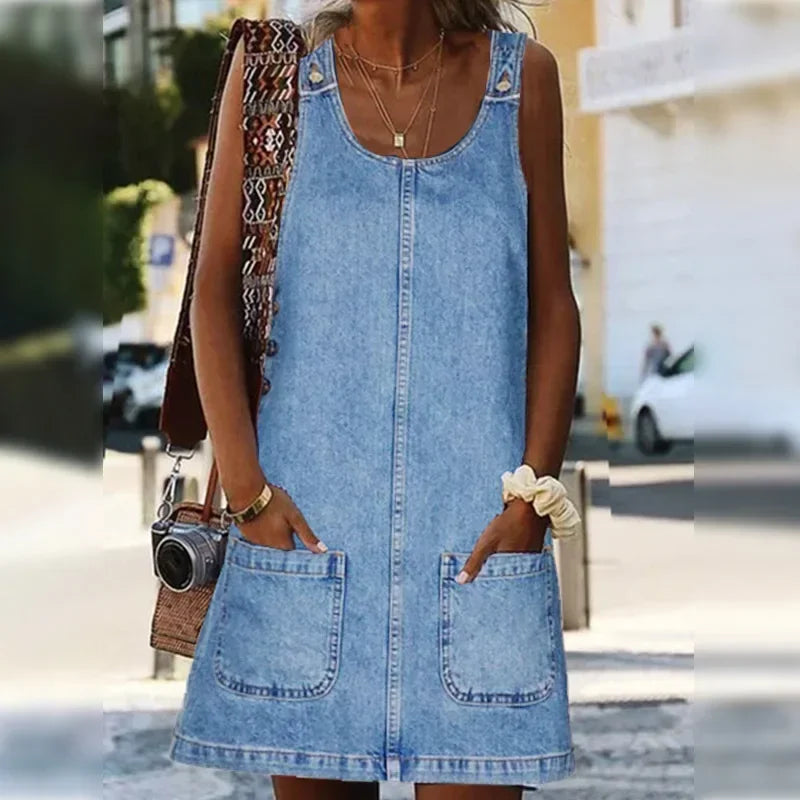 Women's Summer Dress | Round Neckline Oversized Pockets