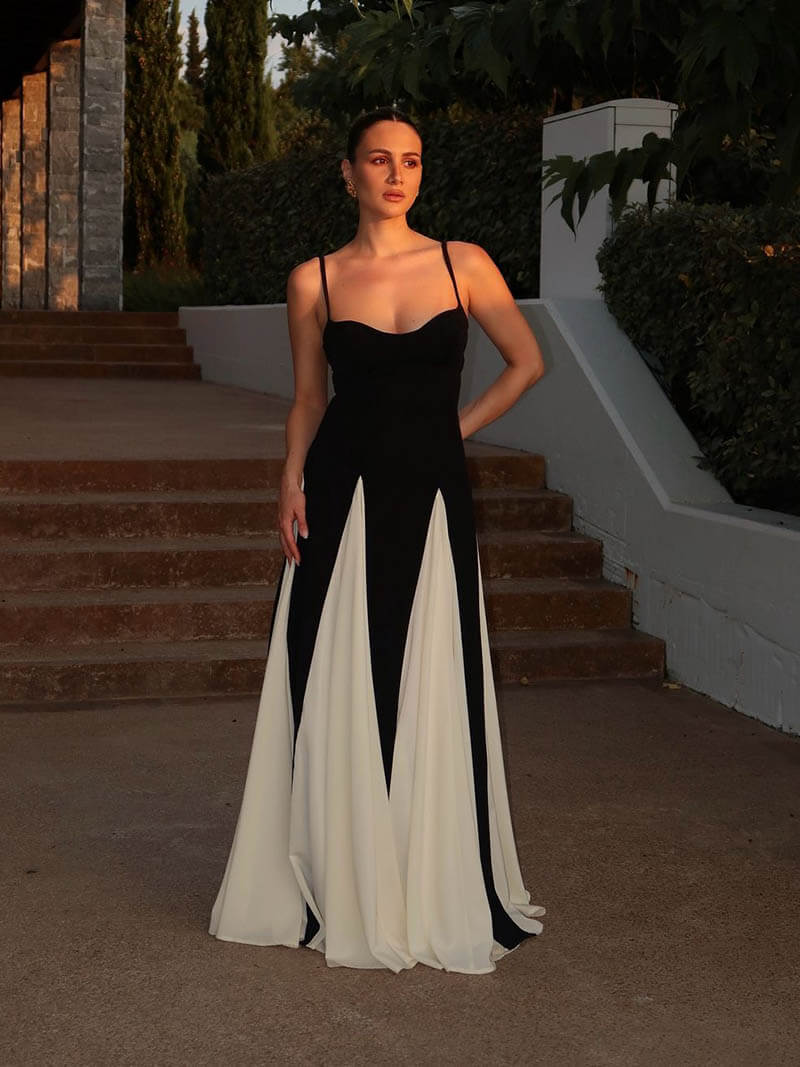 Women’s Dress | Vertical Contrast Panels Maxi