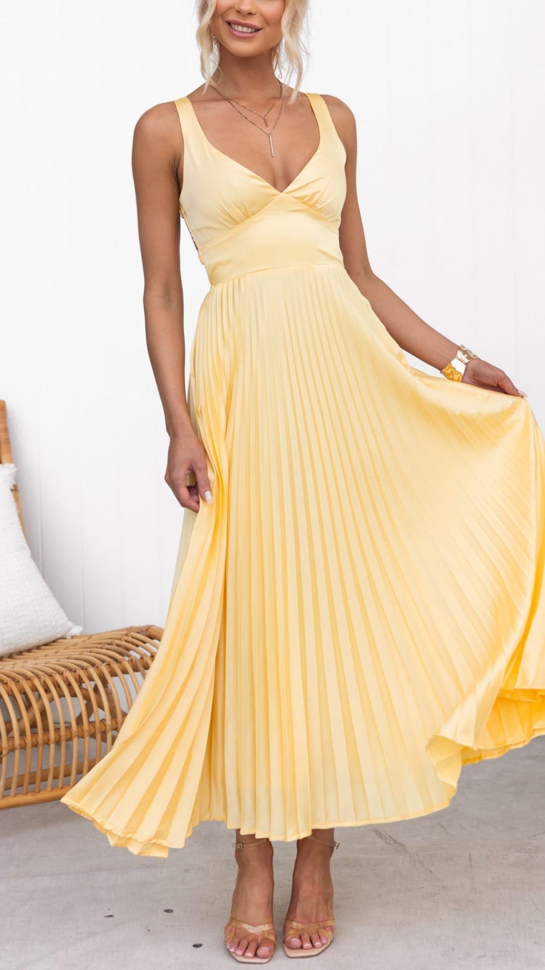 Women’s Dress |  Pleated Maxi-Length