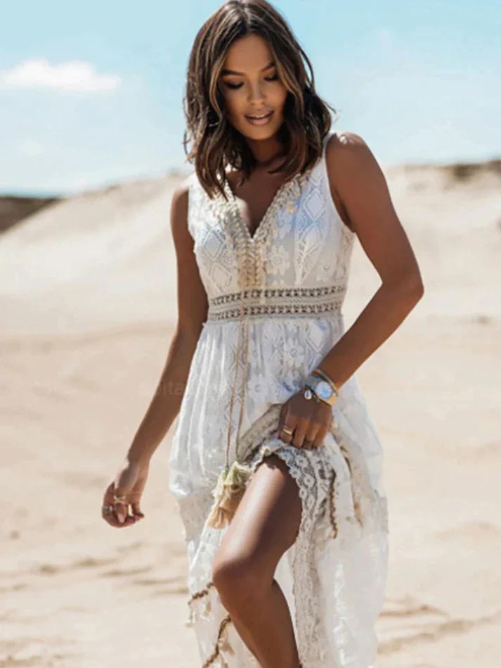 Women's Bohemian Dress | Tiered Maxi Skirt