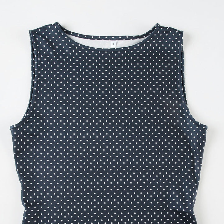 Sleeveless Polka Dot Mini Dress with Fitted Waist
