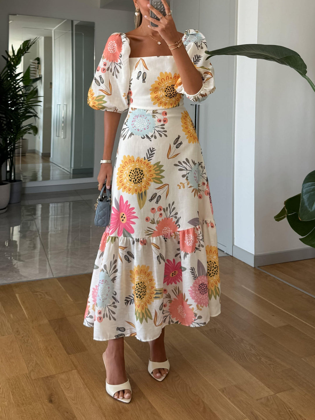 Women’s Dress | Floral Midi Square Neck