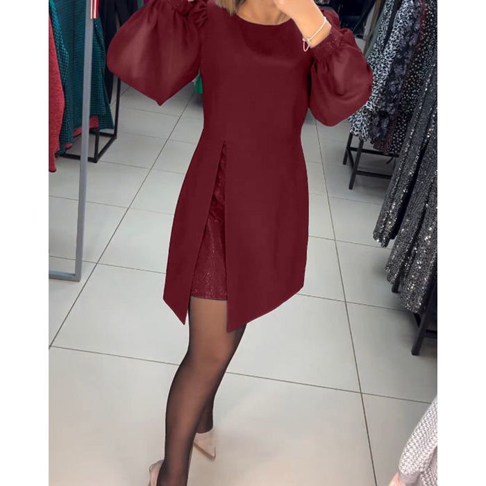 Women's Dress | Puff Sleeves with Gathered Cuffs