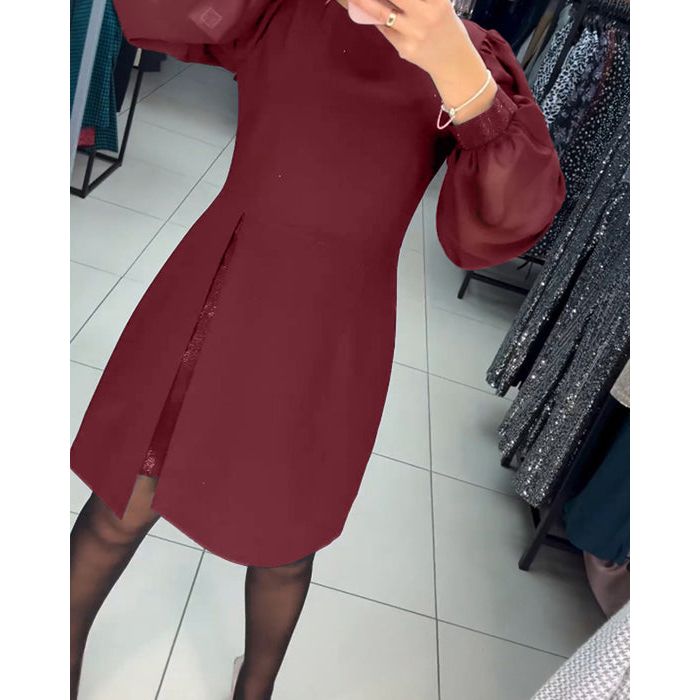 Women's Dress | Puff Sleeves with Gathered Cuffs