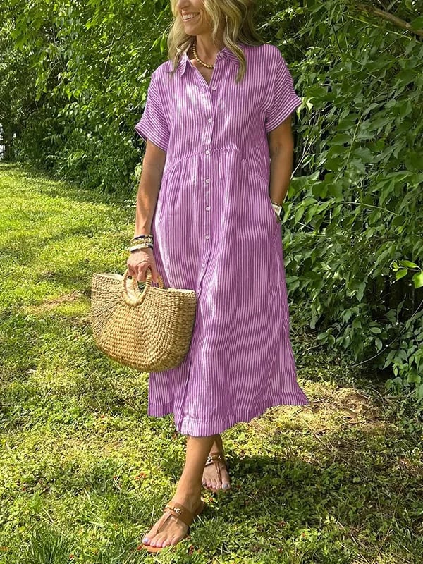 Women’s Dress | Striped Front Button