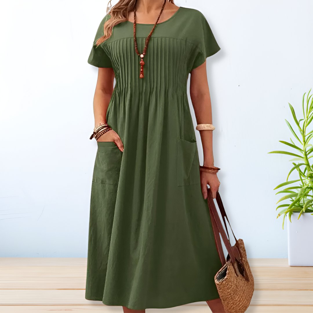 Women's Dress | Pleated Panel Midi