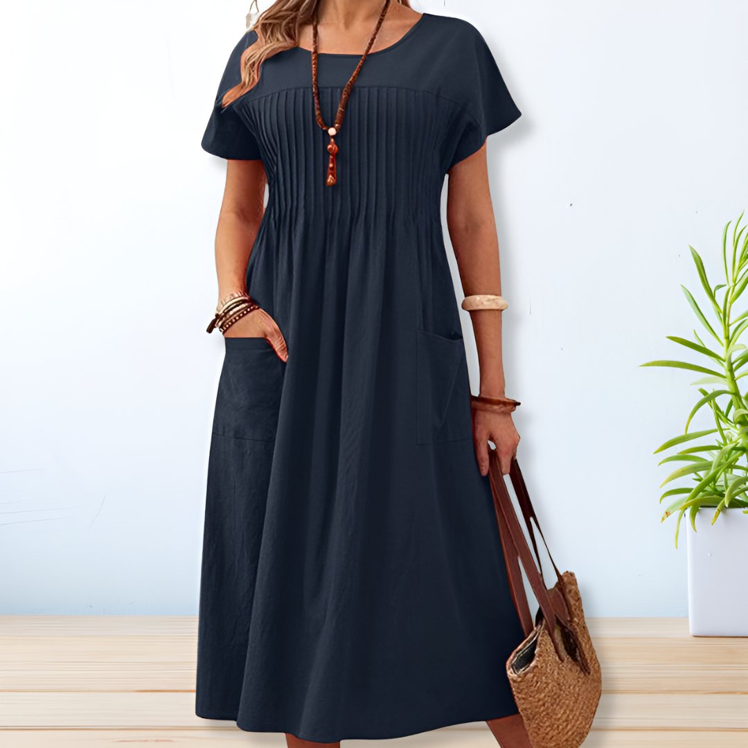 Women's Dress | Pleated Panel Midi