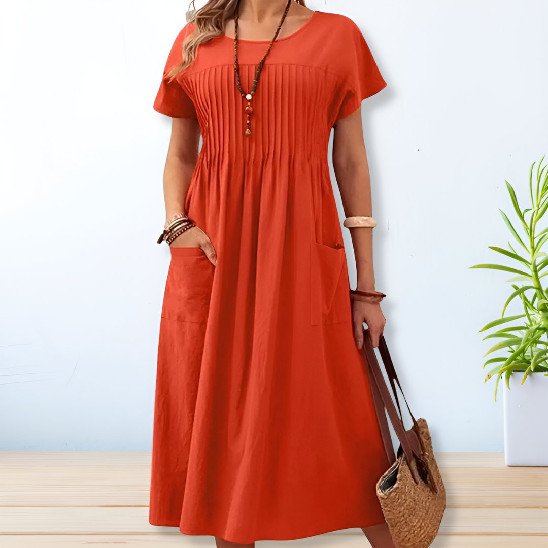 Women's Dress | Pleated Panel Midi
