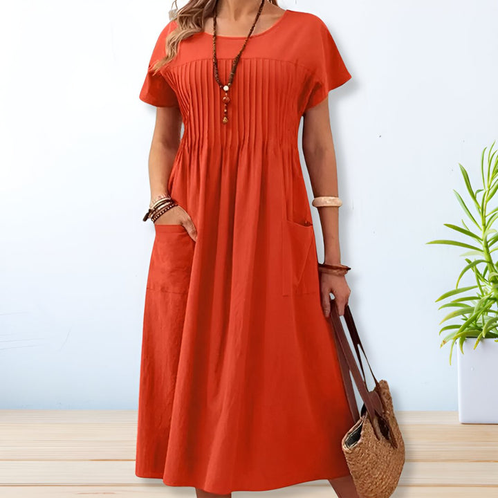 Women's Dress | Pleated Panel Midi
