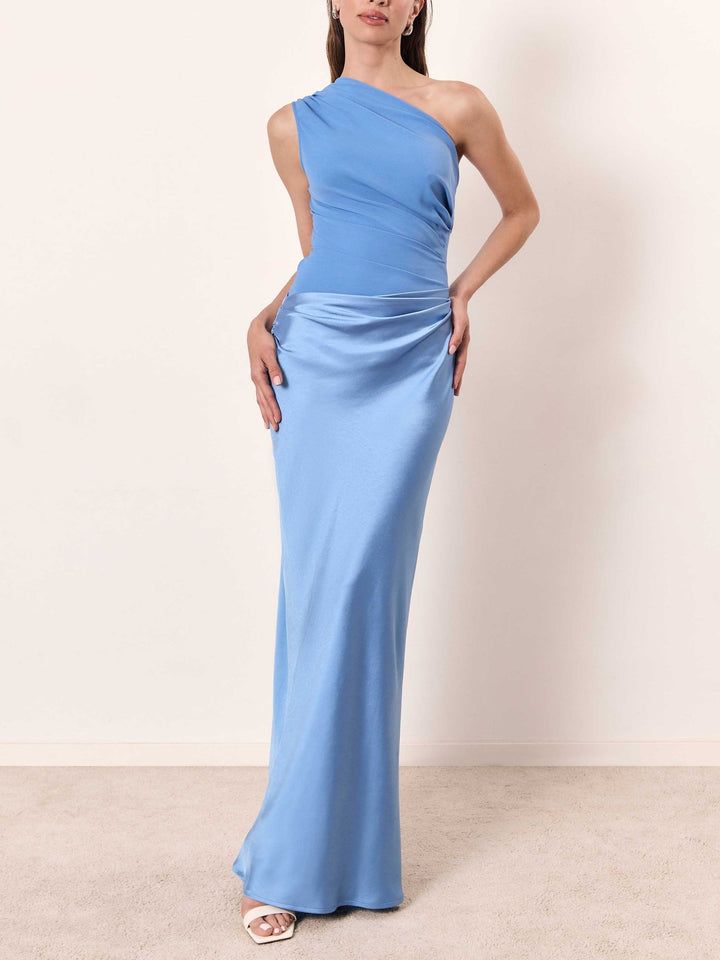 Anita | One Shoulder Wedding Guest Pleated Maxi Dress