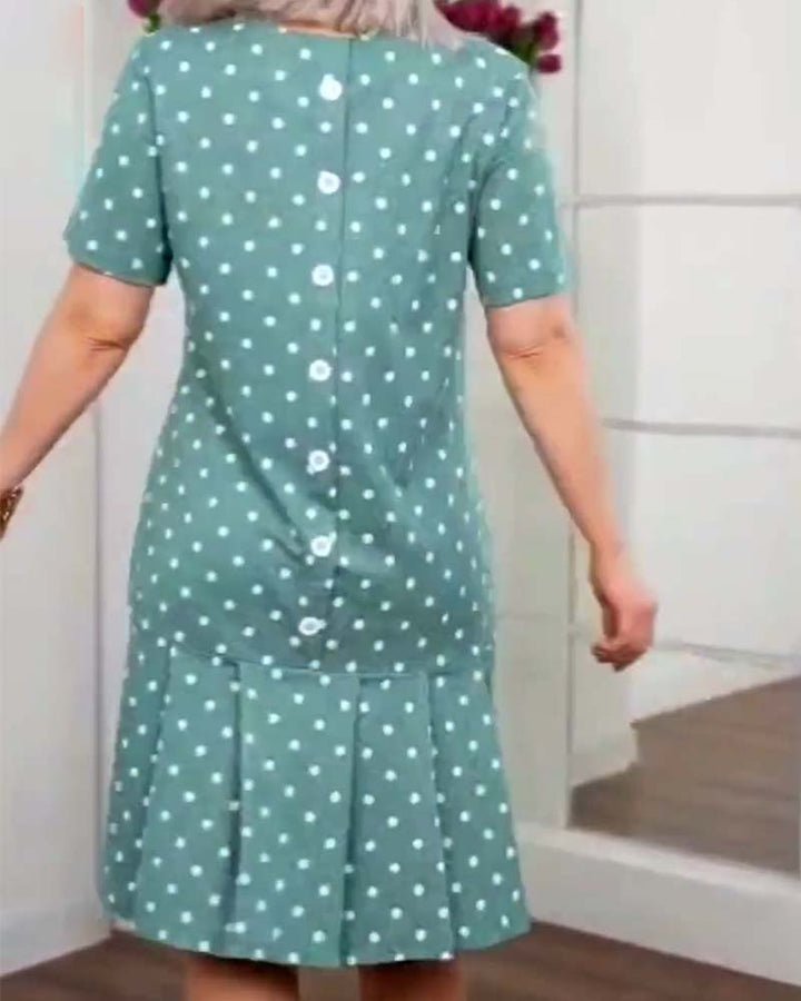 Polka dot print short sleeve casual dress