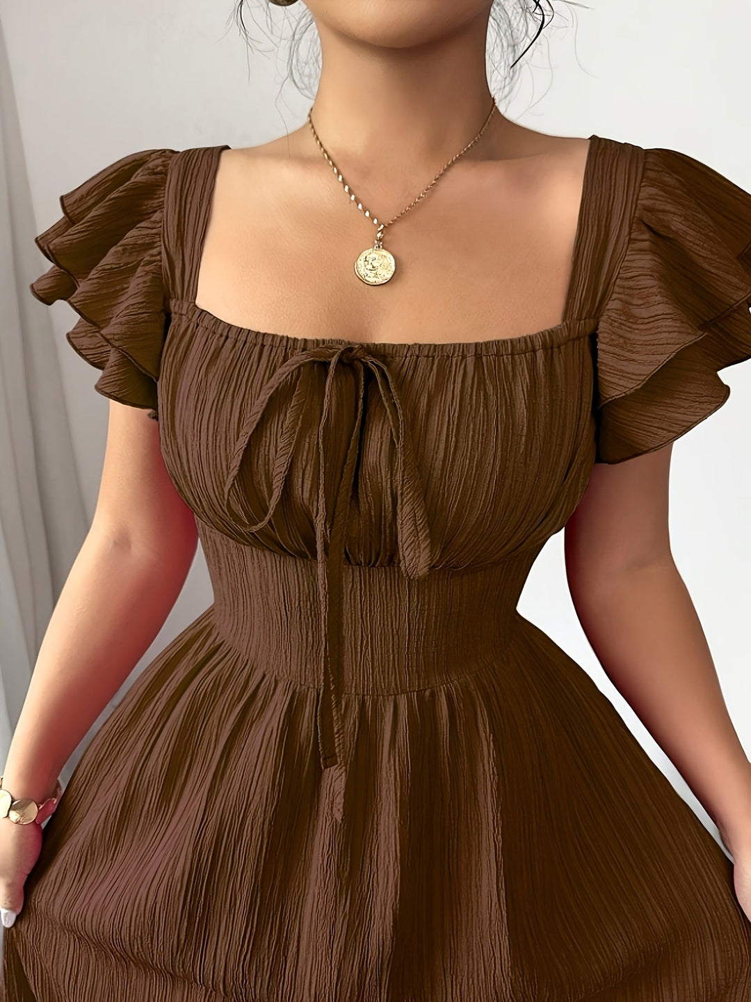 Brownie - Women's Elegant Smock A-Line Maxi Dress