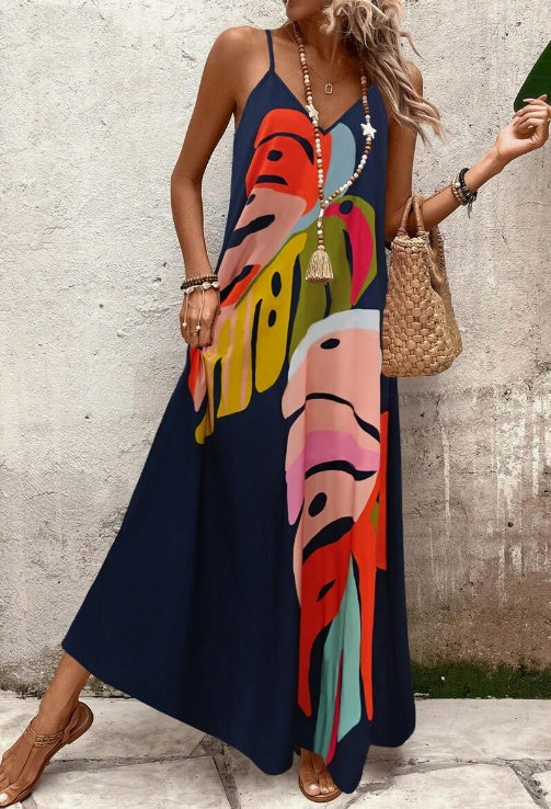 Women's Dress | Art-Inspired Sleeveless V-Neck