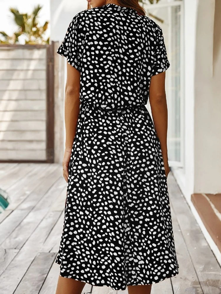 Women’s Summer Dress | Printed Midi Short Sleeves