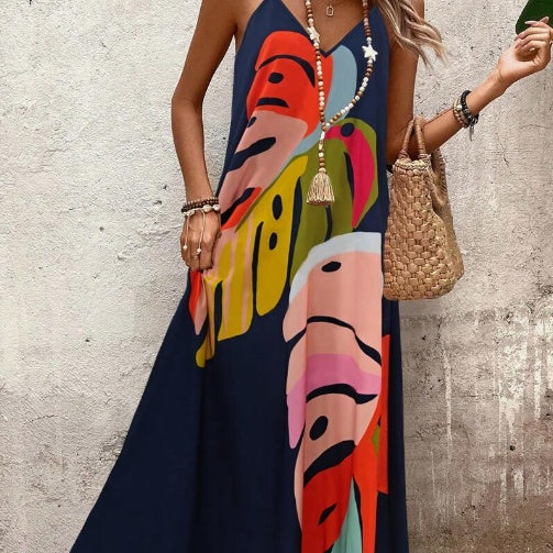 Women's Dress | Art-Inspired Sleeveless V-Neck