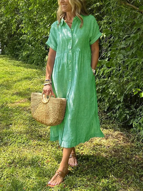 Women’s Dress | Striped Front Button
