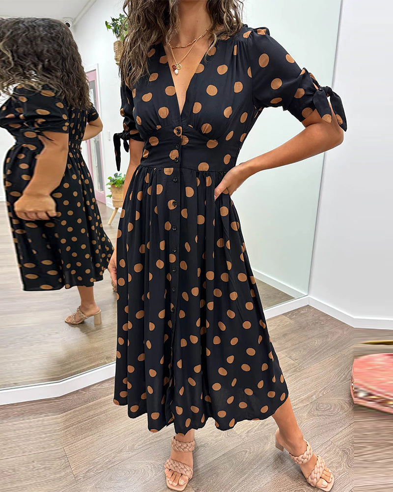 Women's Dress |  Polka Dot Print Midi