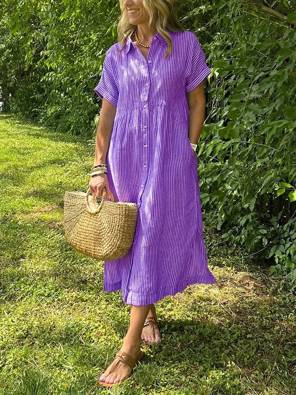 Women’s Dress | Striped Front Button
