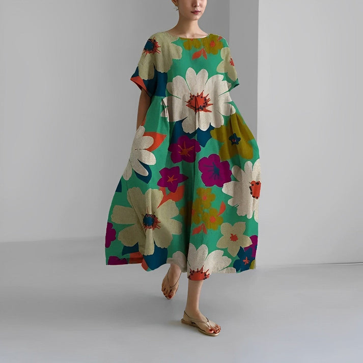 Jacklyn | Women Relaxed Style Flower Midi Dress