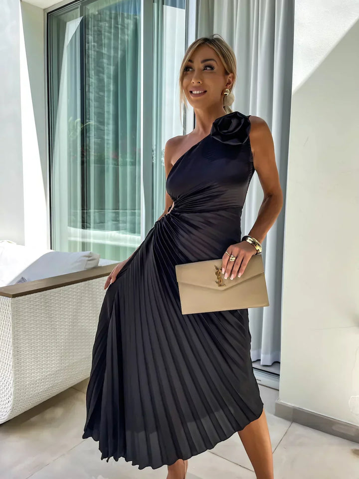 Lizbeth Flower Shoulder Dress