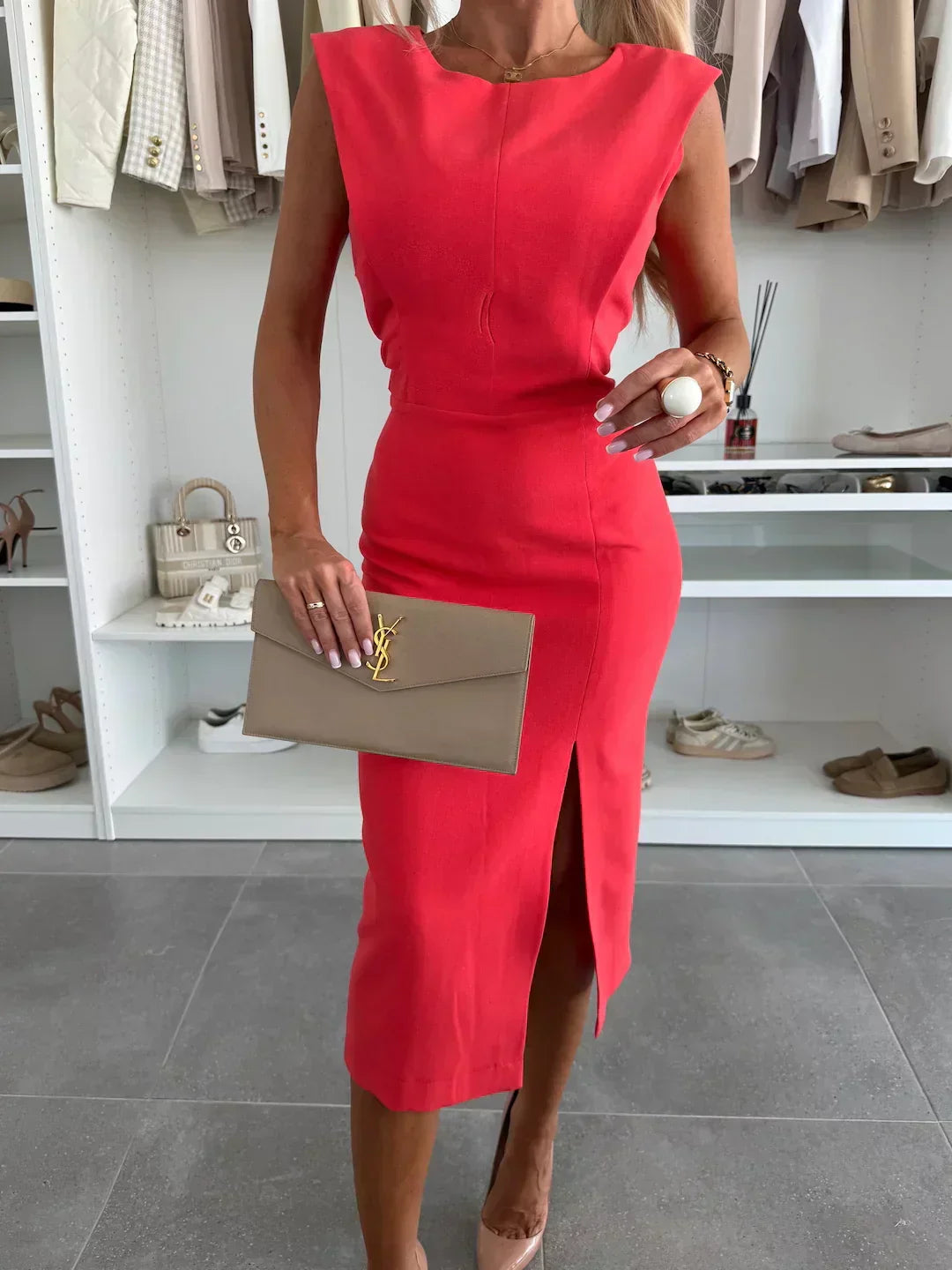 Women’s Dress | Sleeveless Midi with Front Slit