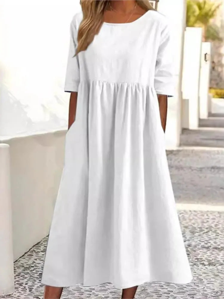 Women’s Dress | Short Sleeve A-Line Midi