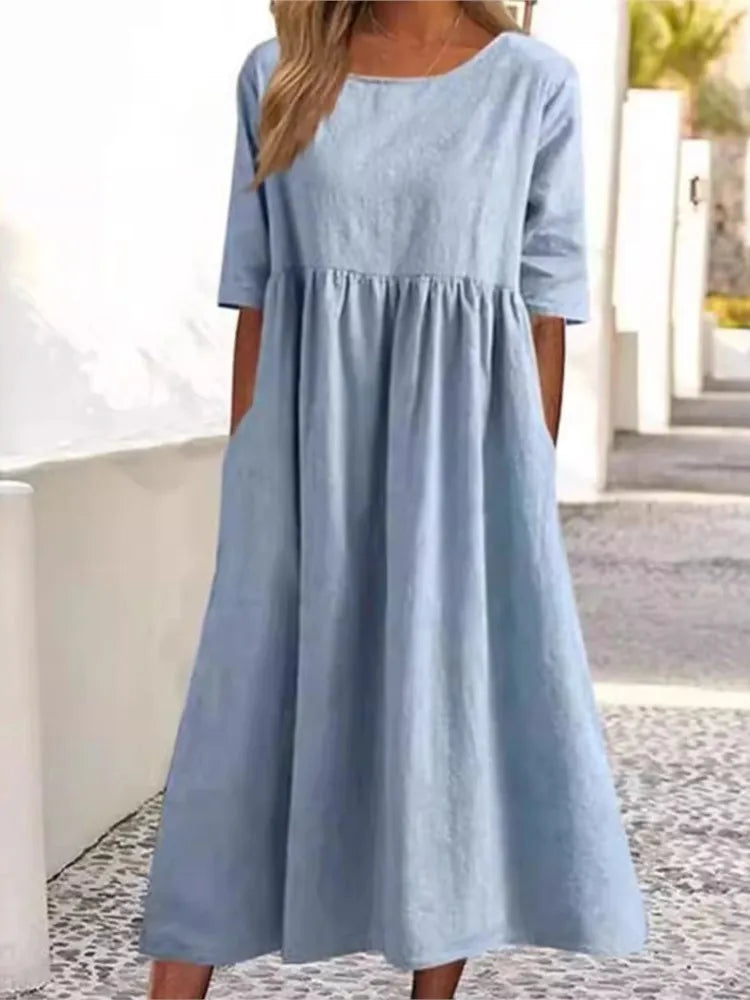 Women’s Dress | Short Sleeve A-Line Midi