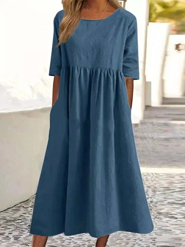 Women’s Dress | Short Sleeve A-Line Midi