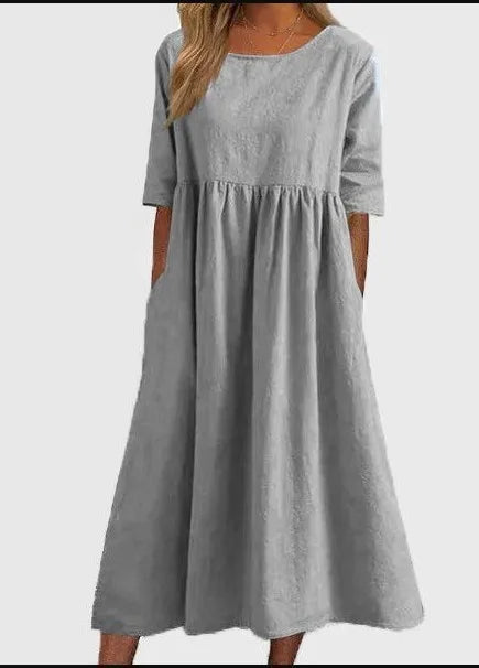 Women’s Dress | Short Sleeve A-Line Midi