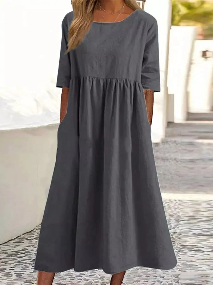 Women’s Dress | Short Sleeve A-Line Midi