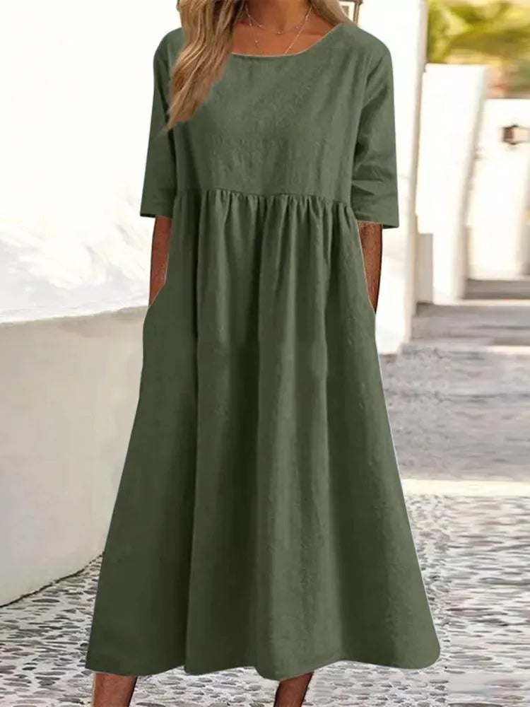 Women’s Dress | Short Sleeve A-Line Midi