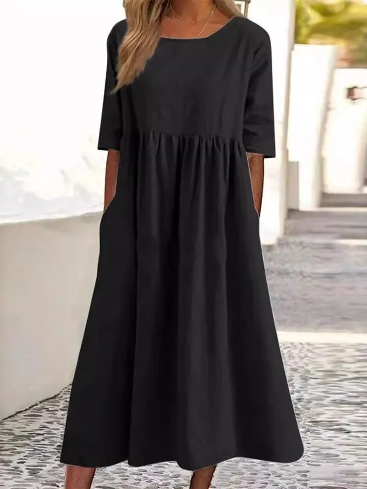 Women’s Dress | Short Sleeve A-Line Midi