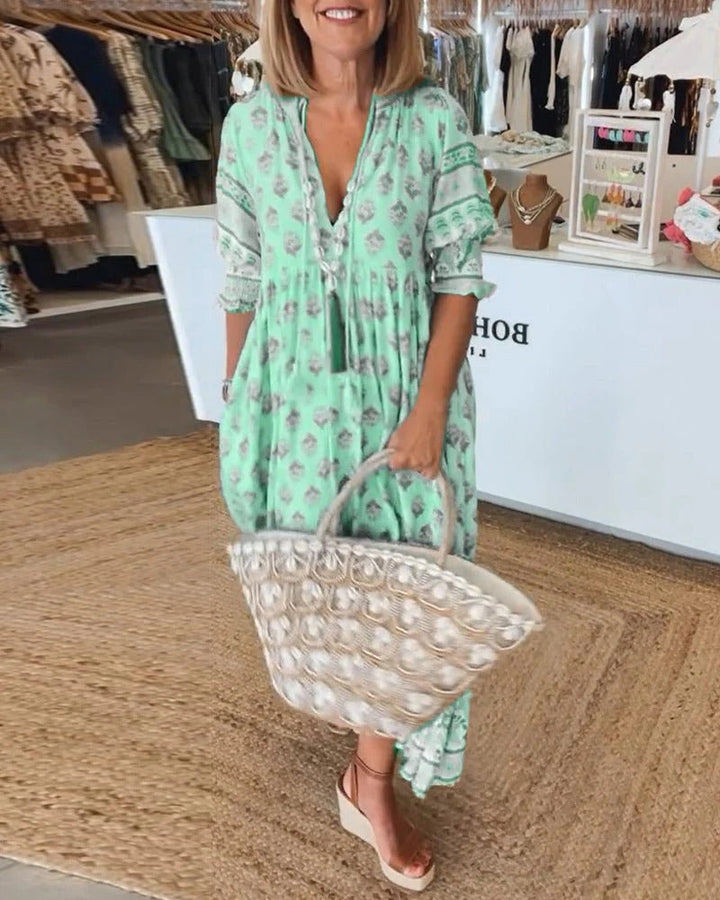 Women's Boho Dress | Ruffle Sleeve Tiered Maxi