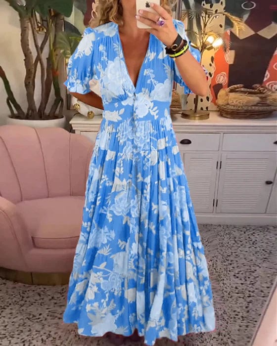 Women's Dress | Floral Design Smocked Waist Maxi