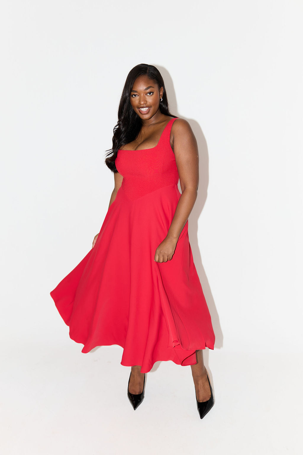 Women's Dress | Sleeveless Square Neck Midi