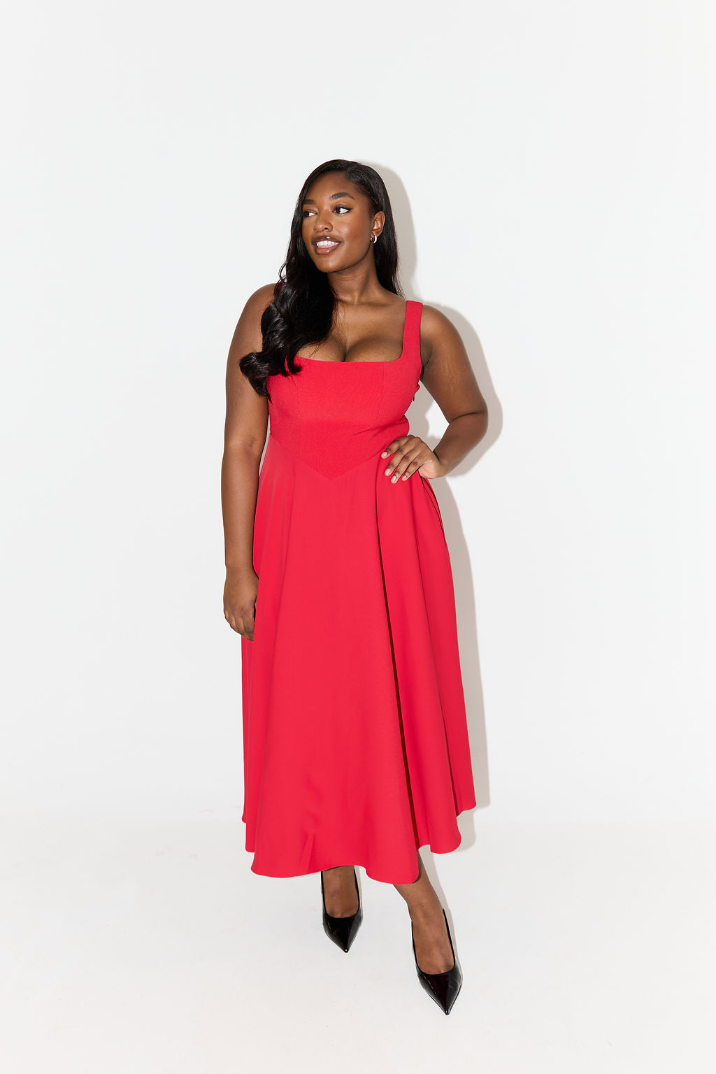 Women's Dress | Sleeveless Square Neck Midi